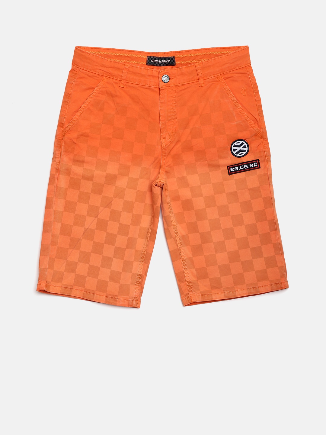 

Gini and Jony Boys Orange Checked Regular Fit Shorts
