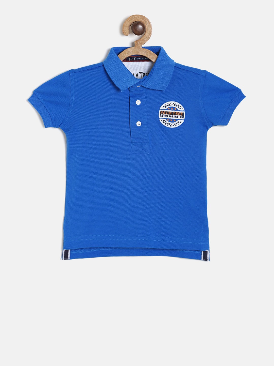 

Palm Tree Boys Blue Solid Polo Collar T-shirt