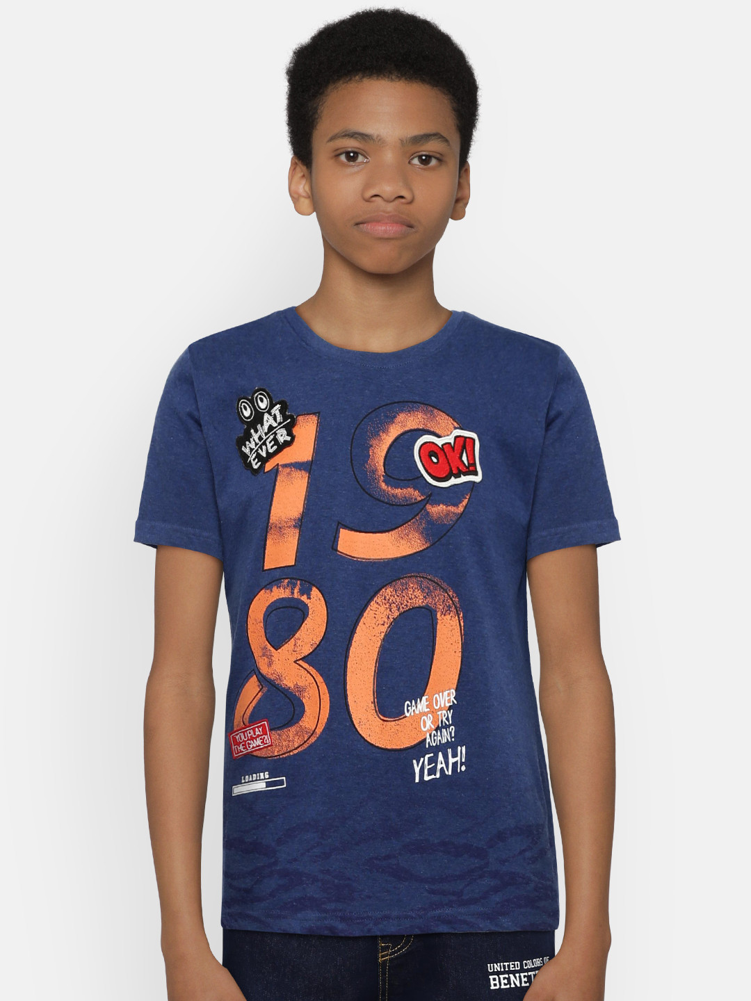 

Gini and Jony Boys Blue Printed Round Neck T-shirt