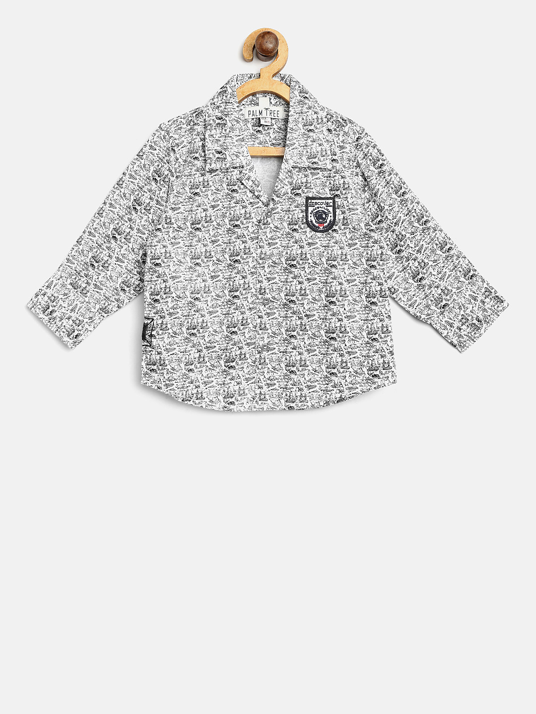 

Palm Tree Boys White & Black Regular Fit Printed Casual Shirt