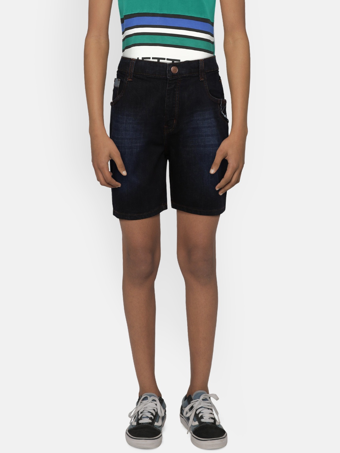 

Palm Tree Boys Blue Solid Regular Fit Denim Shorts