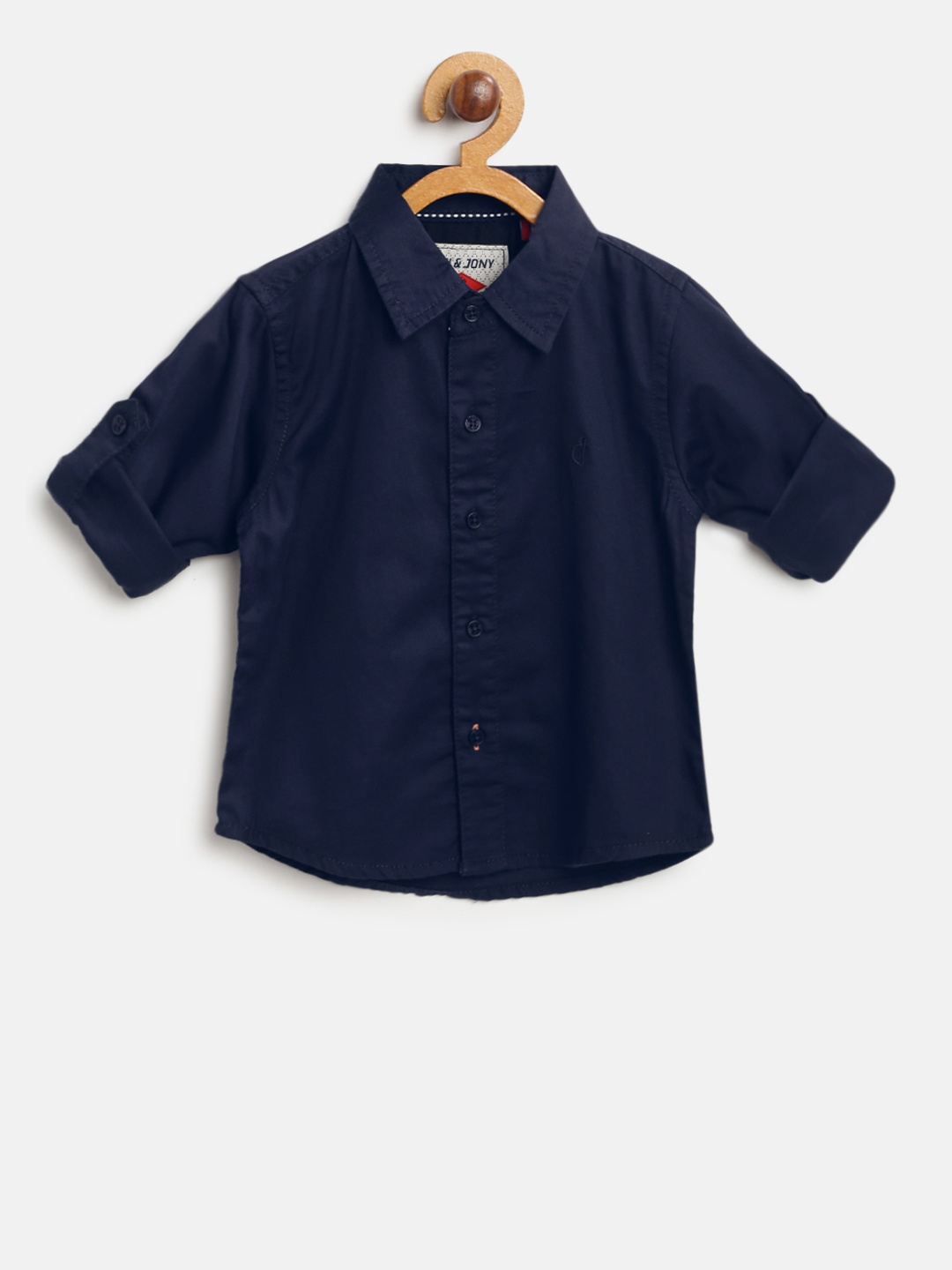 

Gini and Jony Boys Navy Blue Regular Fit Solid Casual Shirt