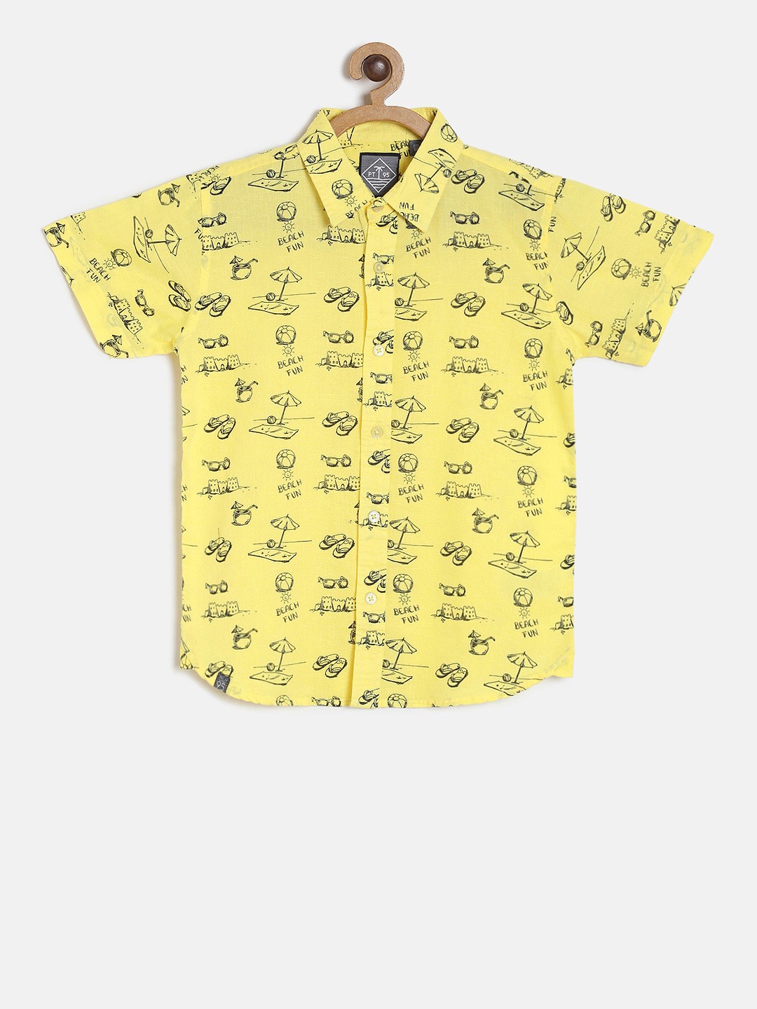 

Palm Tree Boys Yellow & Black Regular Fit Printed Casual Shirt
