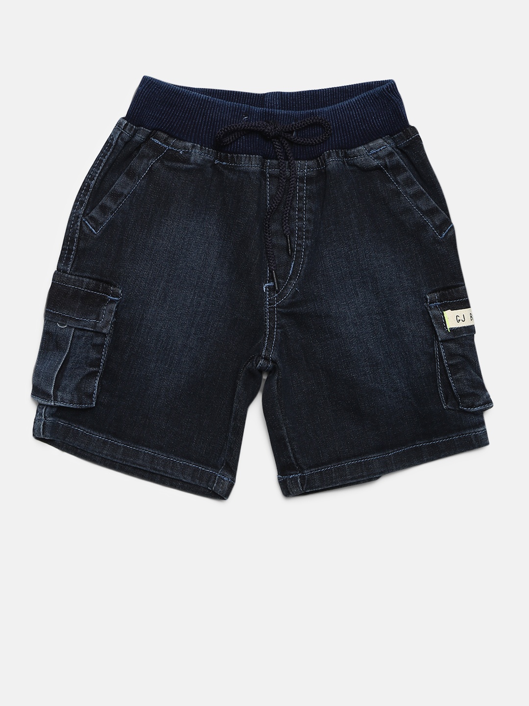 

Gini and Jony Boys Navy Blue Washed Regular Fit Denim Cargo Shorts