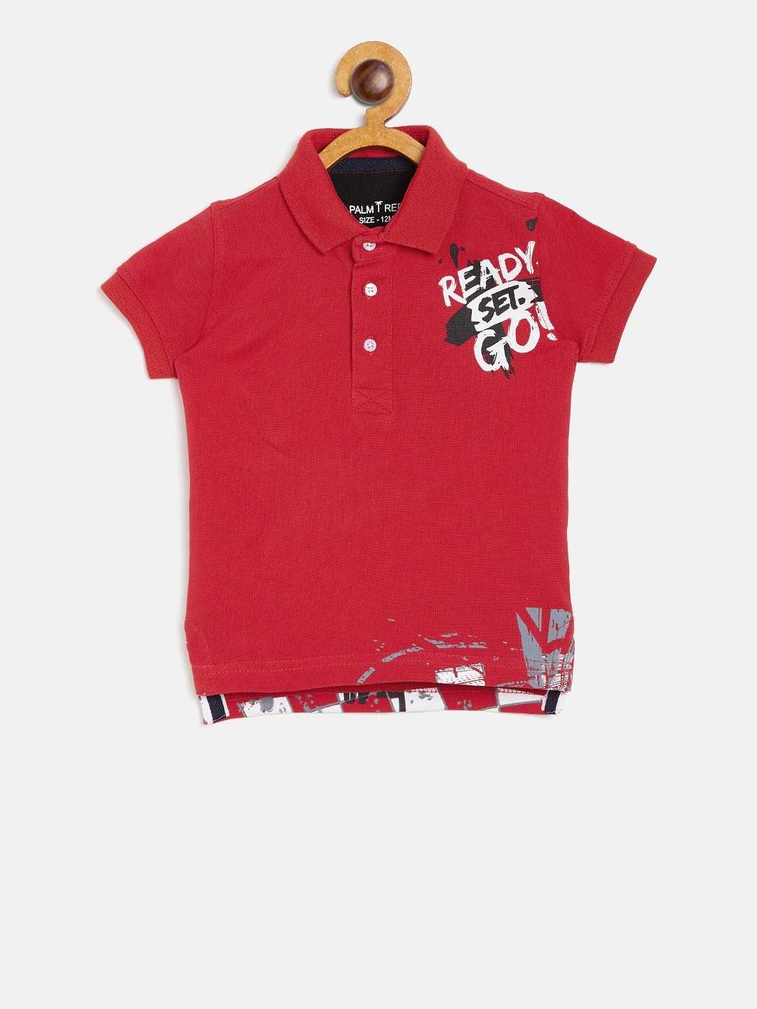 

Palm Tree Boys Red Solid Polo Collar T-shirt