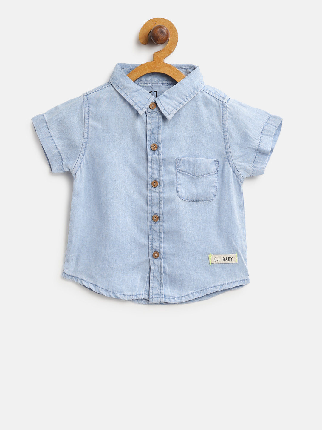 

Gini and Jony Boys Blue Regular Fit Faded Chambray Casual Shirt
