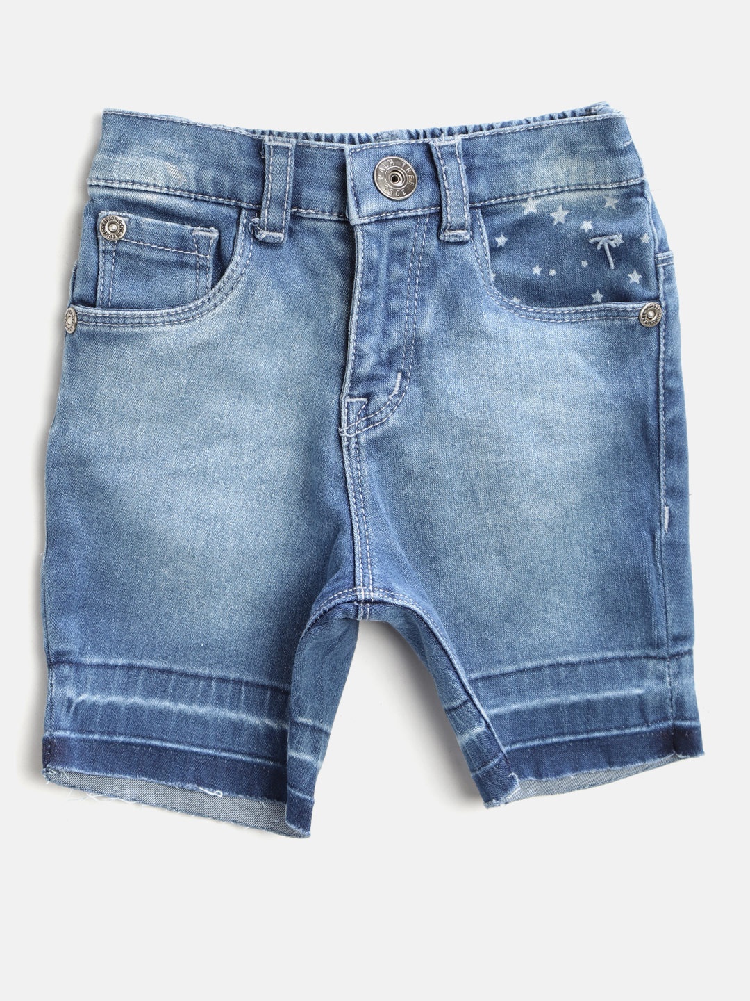 

Palm Tree Girls Blue Washed Solid Regular Fit Capris