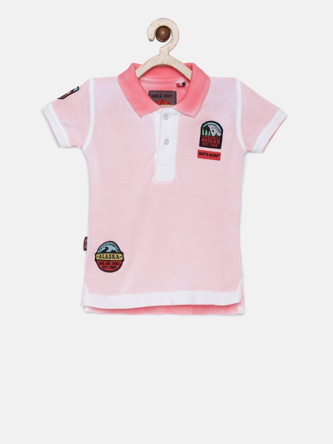 

Gini and Jony Boys White Solid Polo Collar T-shirt
