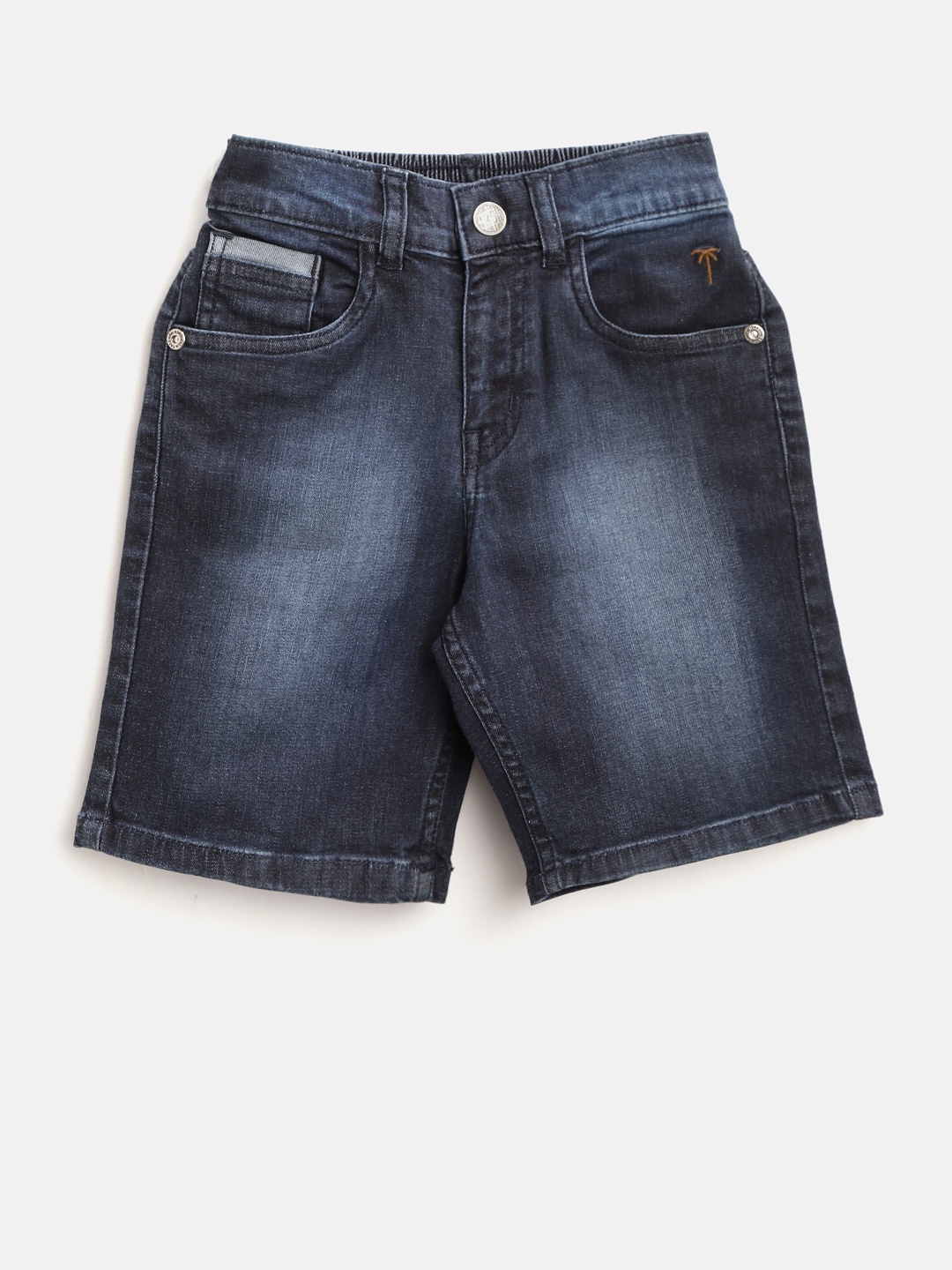 

Palm Tree Boys Navy Washed Denim Shorts, Navy blue