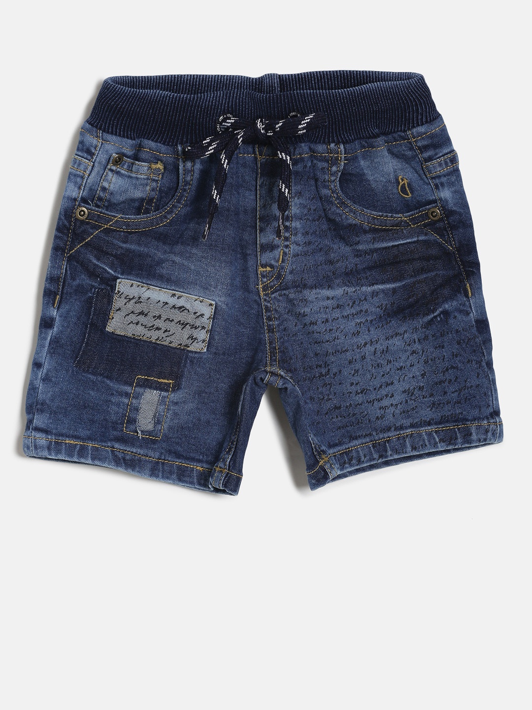 

Gini and Jony Boys Blue Printed Regular Fit Denim Shorts