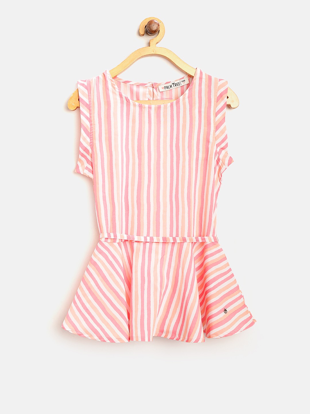 

Palm Tree Girls Pink & White Striped Peplum Top