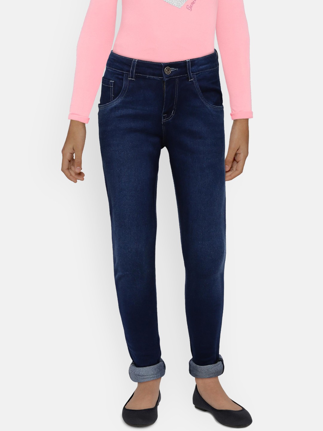 

Palm Tree Girls Navy Blue Mid-Rise Clean Look Stretchable Jeans