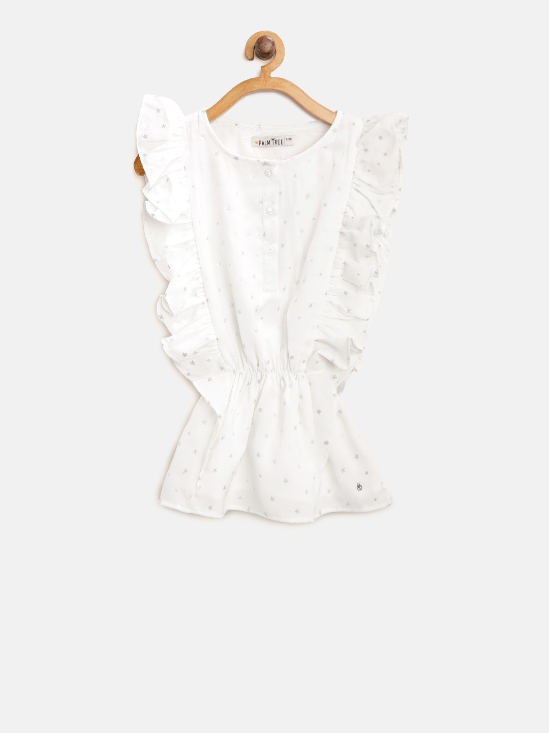 

Palm Tree Girls Off-White Printed Cinched Waist Top