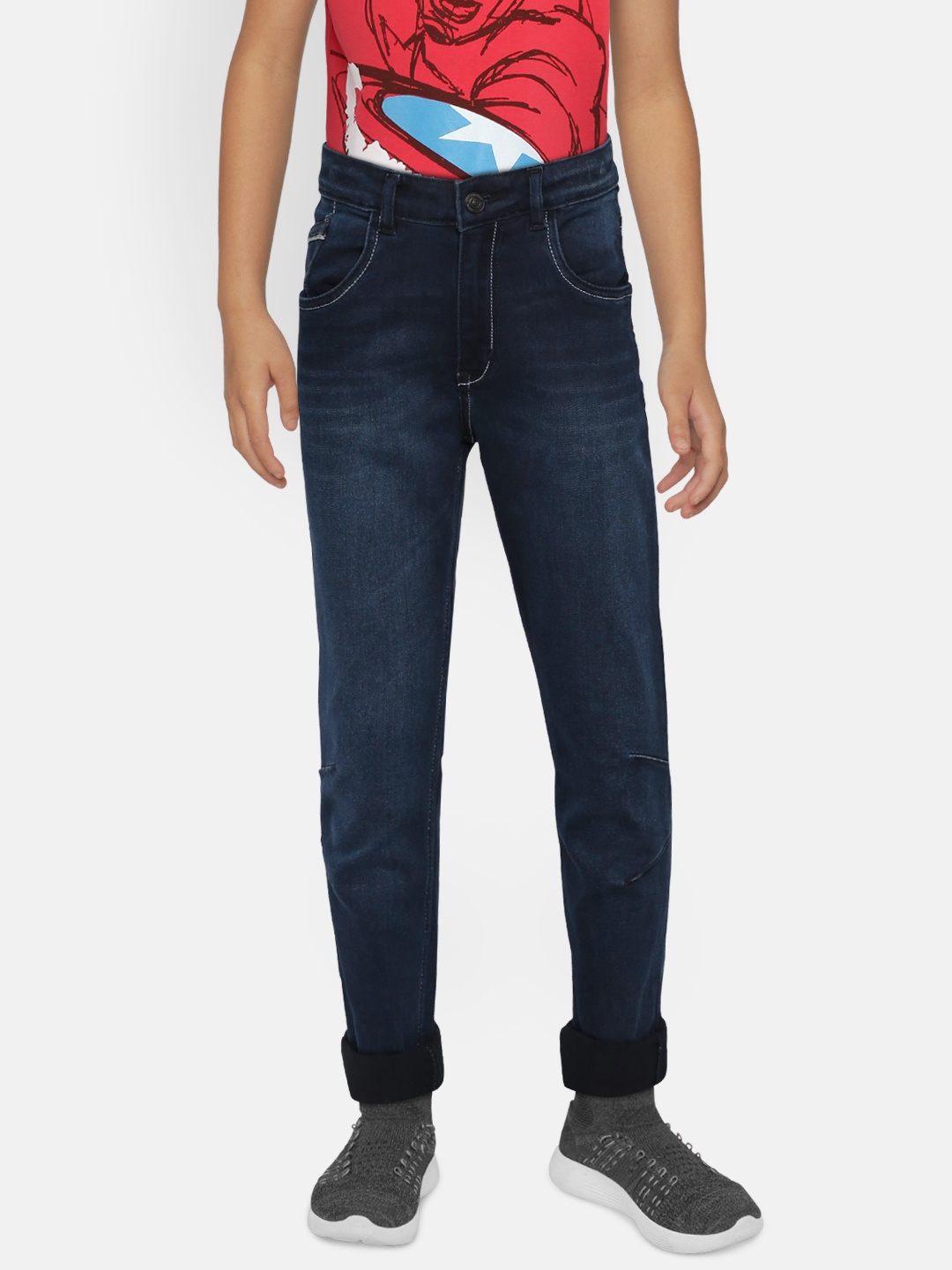 

Gini and Jony Boys Navy Blue Slim Fit Mid-Rise Clean Look Stretchable Jeans
