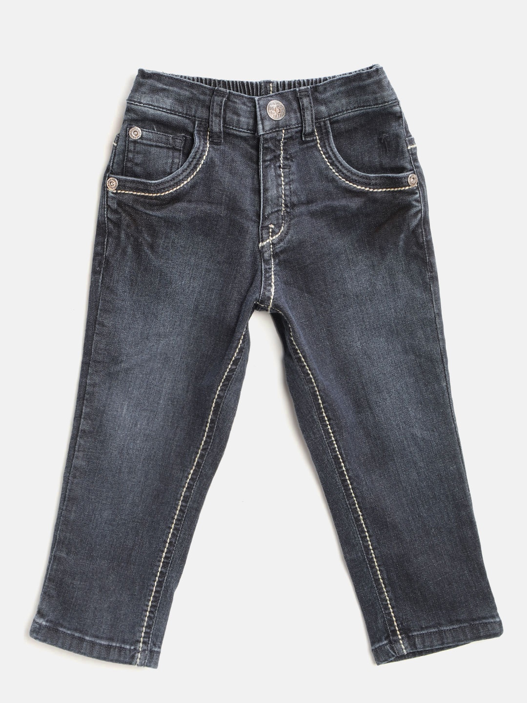 

Palm Tree Boys Navy Blue Regular Fit Mid-Rise Clean Look Stretchable Jeans