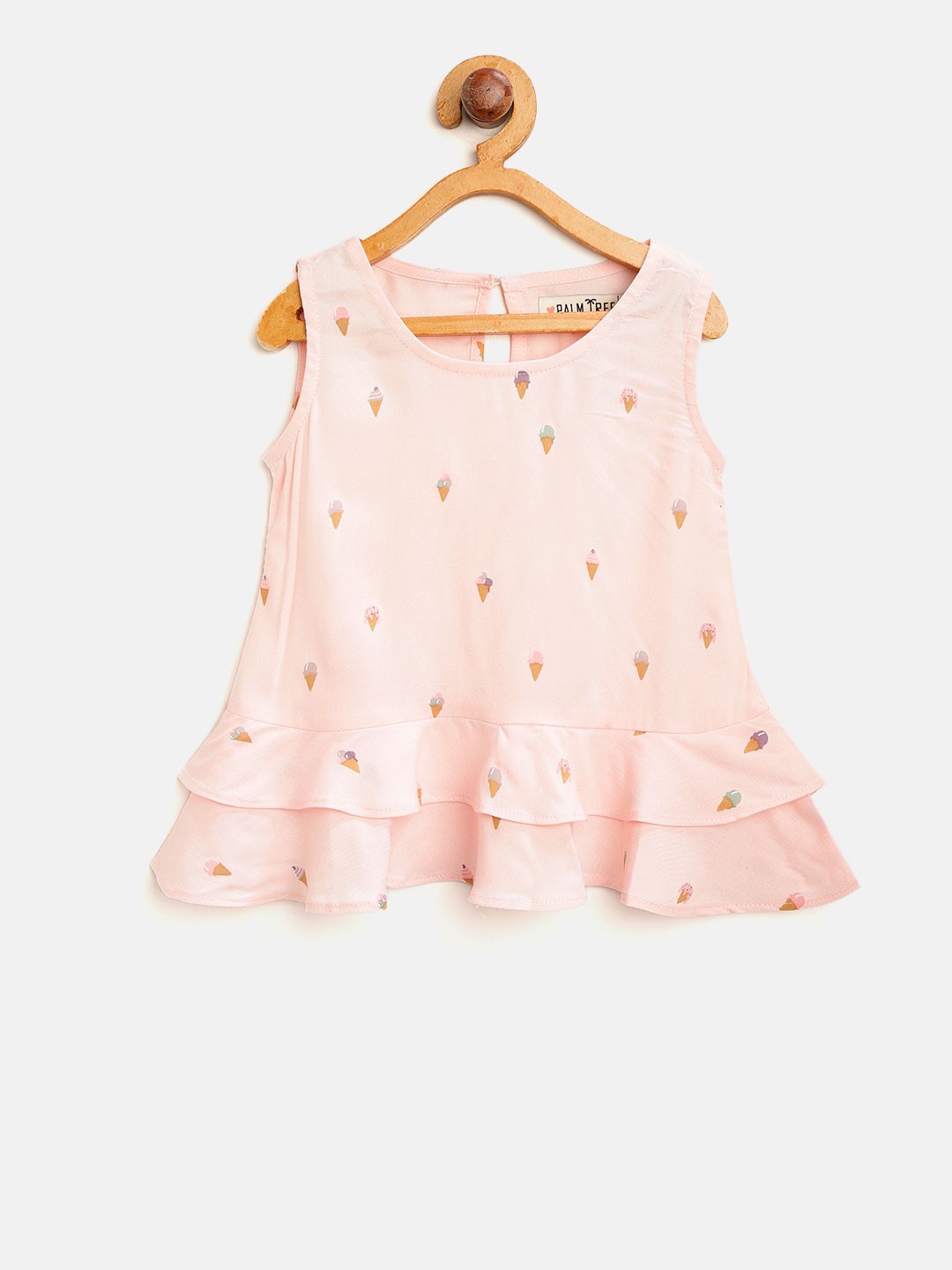 

Palm Tree Girls Pink Printed A-Line Top