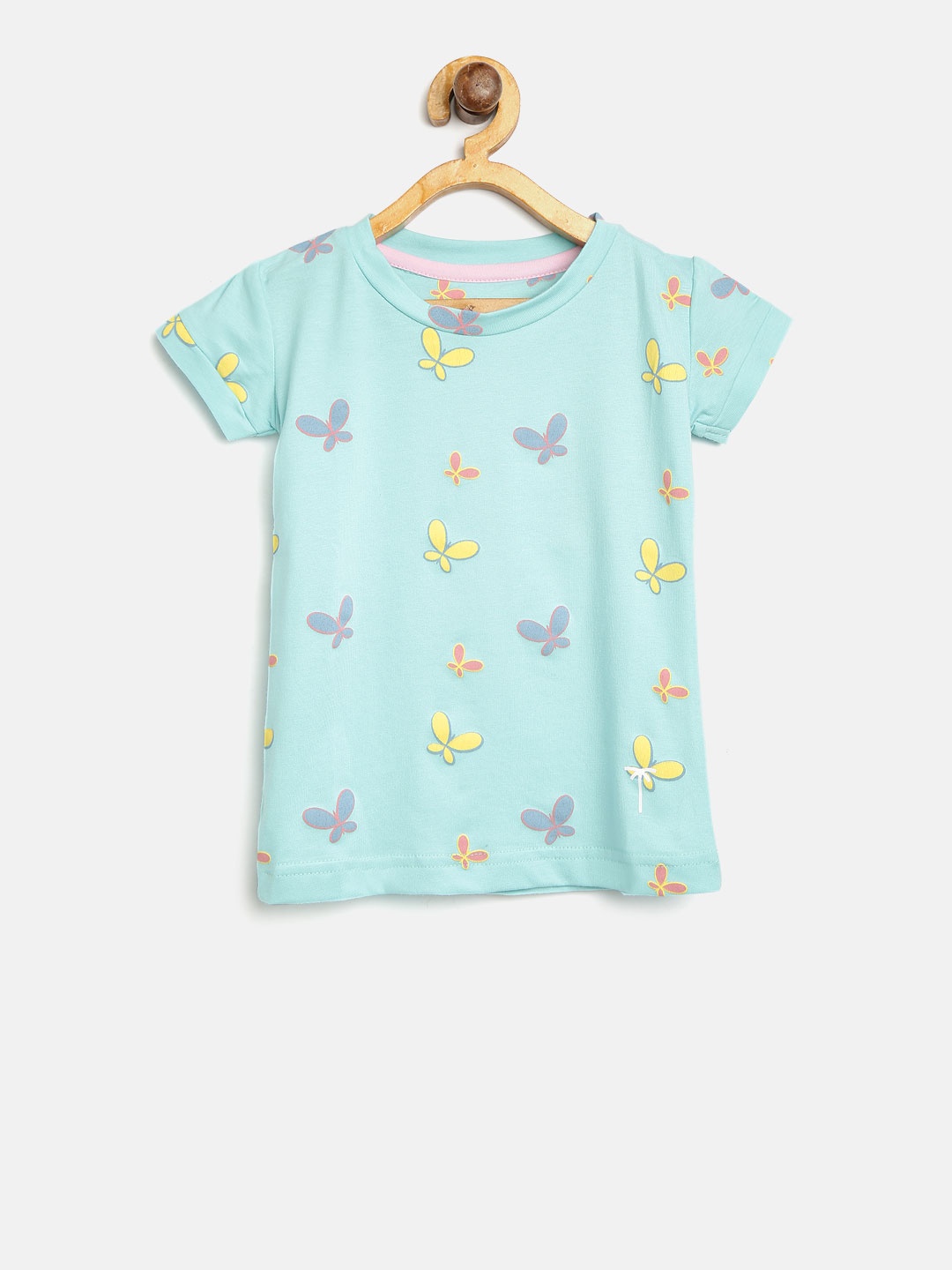 

Palm Tree Girls Blue & Yellow Printed Round Neck T-shirt