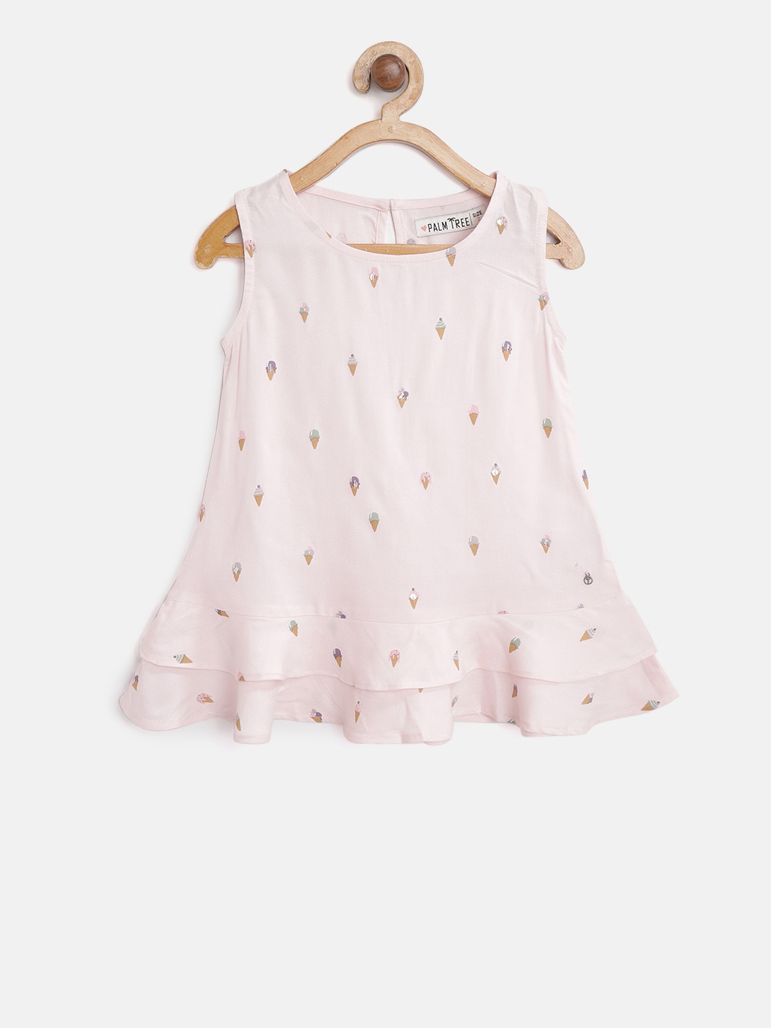 

Palm Tree Girls Pink Printed A-Line Top