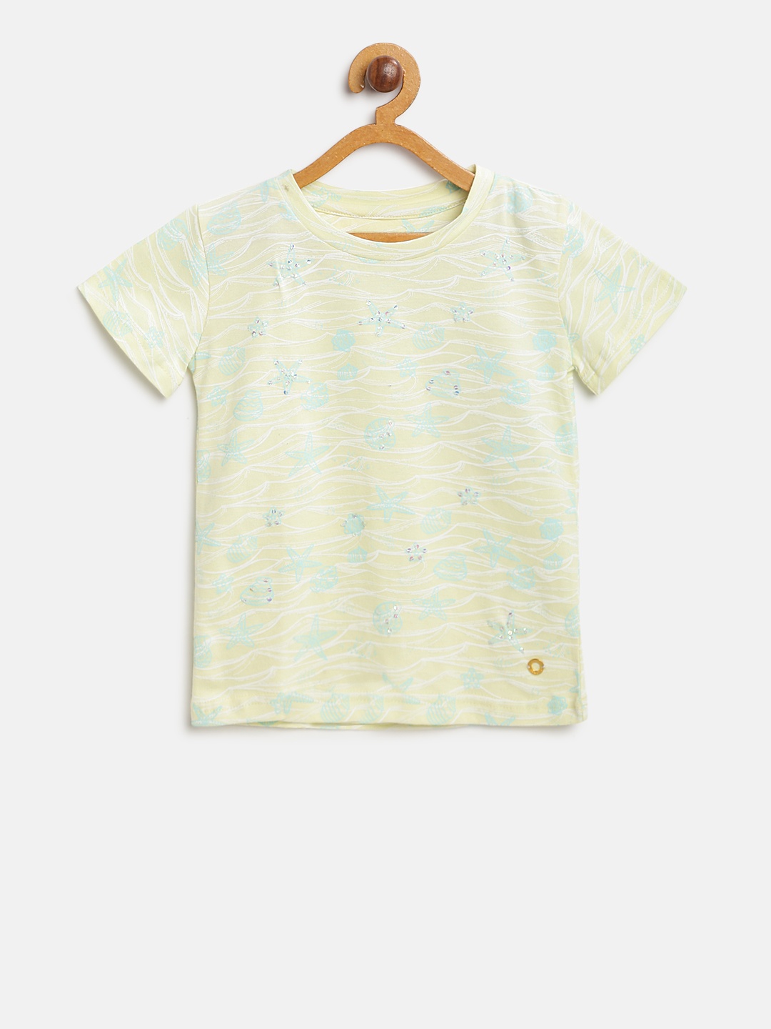 

Gini and Jony Girls Yellow & Green Printed Round Neck T-shirt