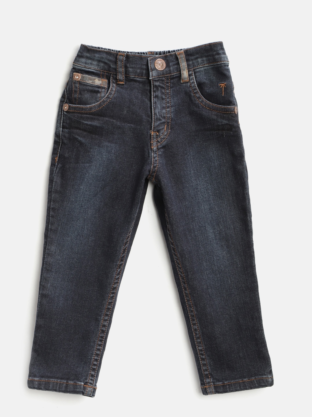 

Palm Tree Boys Navy Blue Regular Fit Mid-Rise Clean Look Stretchable Jeans