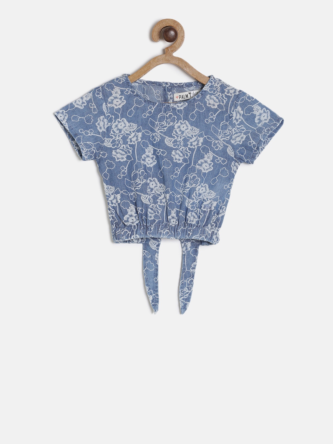 

Palm Tree Girls Blue Printed Pure Cotton Top