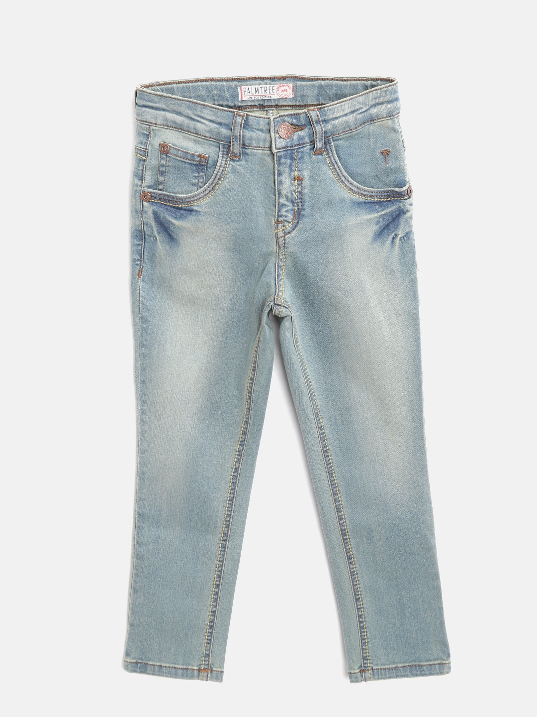 

Palm Tree Boys Blue Regular Fit Mid-Rise Clean Look Stretchable Jeans