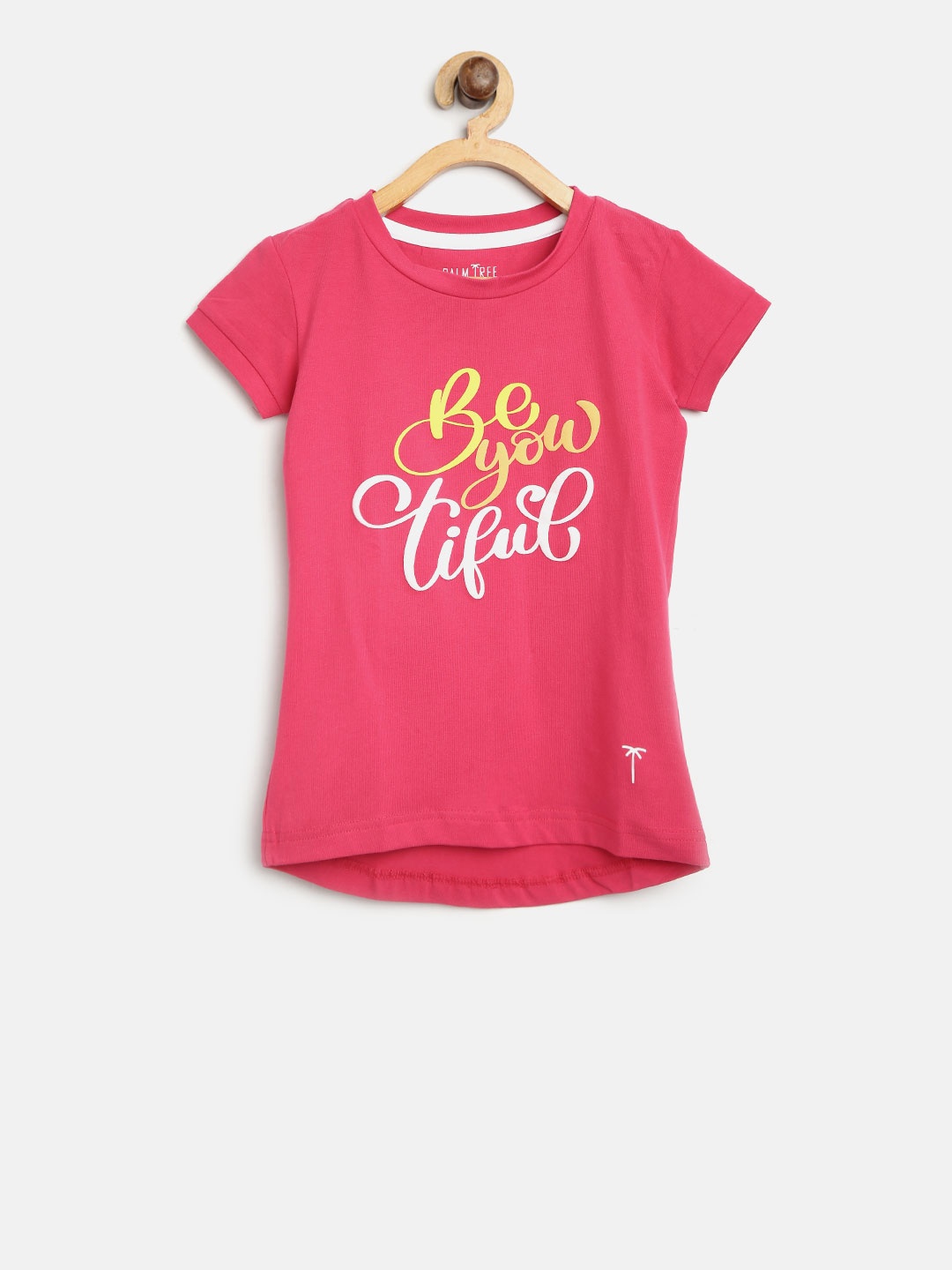 

Palm Tree Girls Pink Printed Round Neck T-shirt