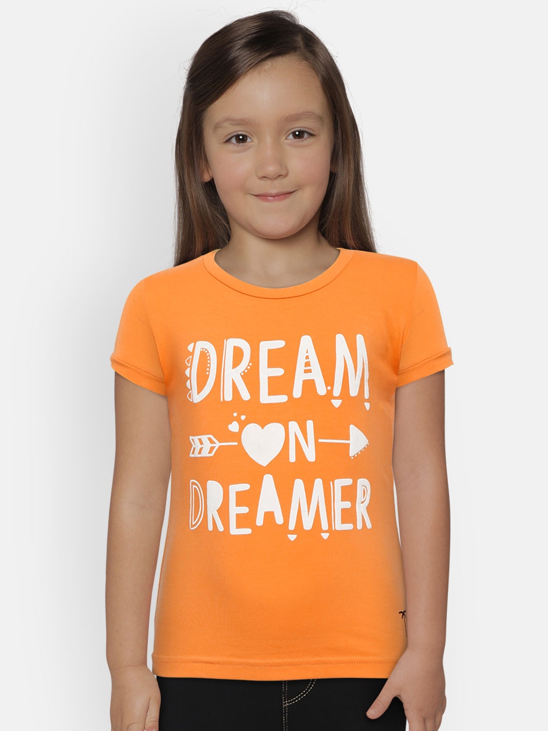 

Palm Tree Girls Orange & White Printed Round Neck T-shirt