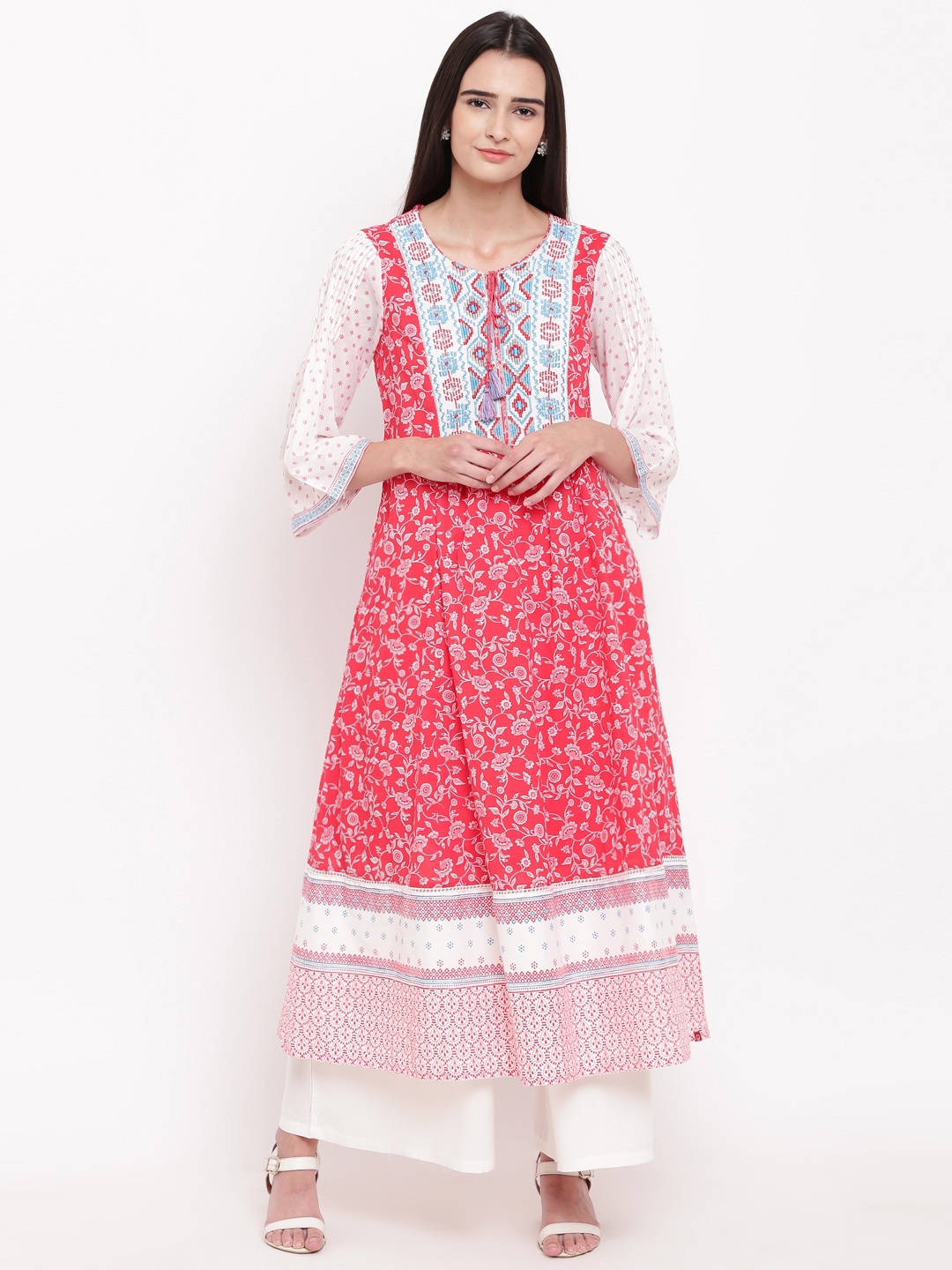 

Biba Women Red & White Printed Anarkali Kurta