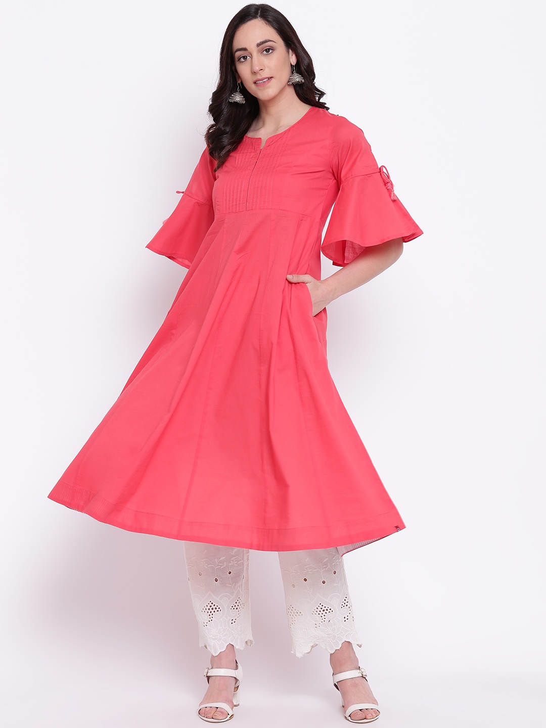 

Biba Women Pink Solid Anarkali Kurta