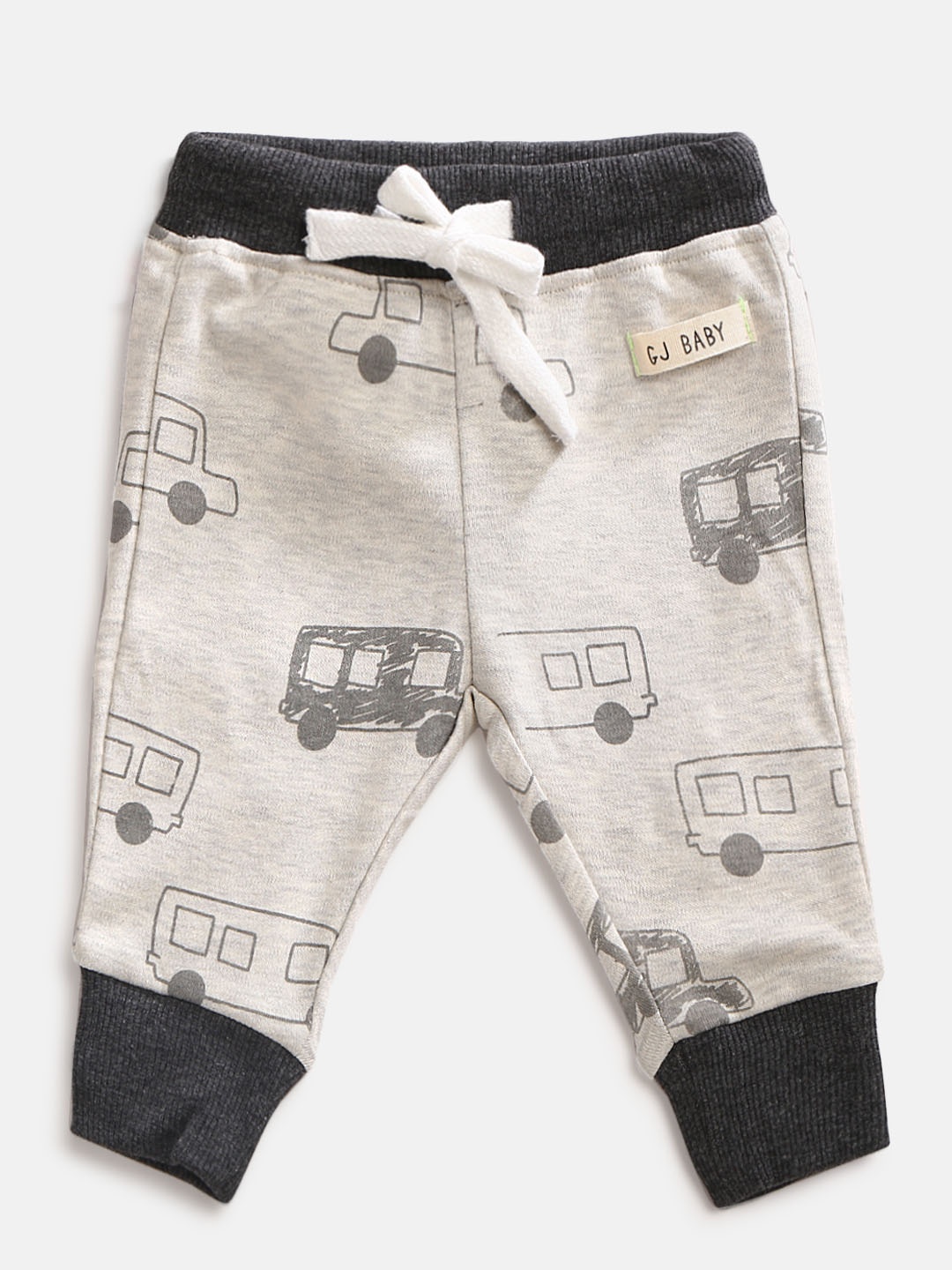 

Gini and Jony Boys Grey Melange Regular Fit Printed Joggers