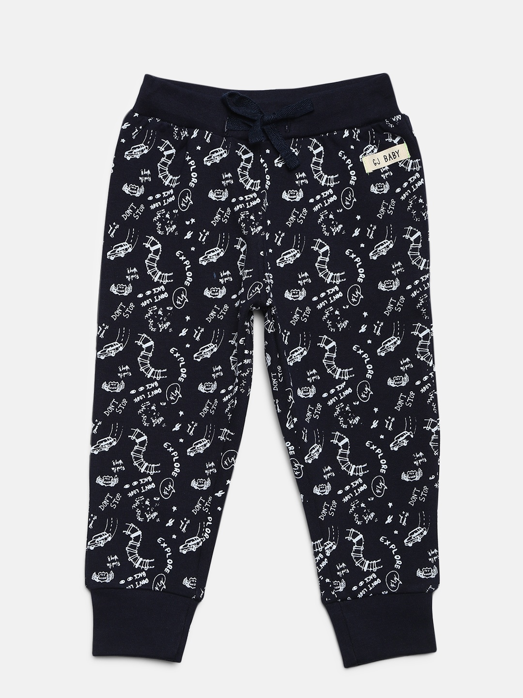 

Gini and Jony Boys Navy Blue & White Printed Joggers