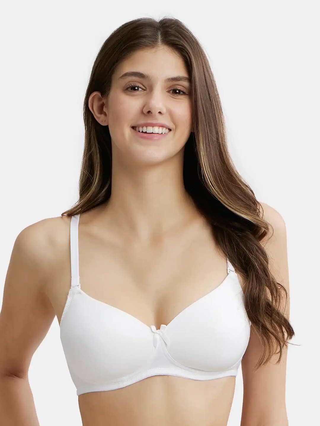 

Jockey Wirefree Padded Cotton Medium Coverage Multiway Styling Tshirt Bra-FE23, White