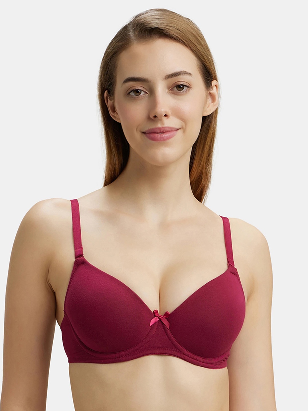 

Jockey UnderWired Padded Cotton Medium Coverage Multiway Styling Tshirt Bra-1245, Magenta