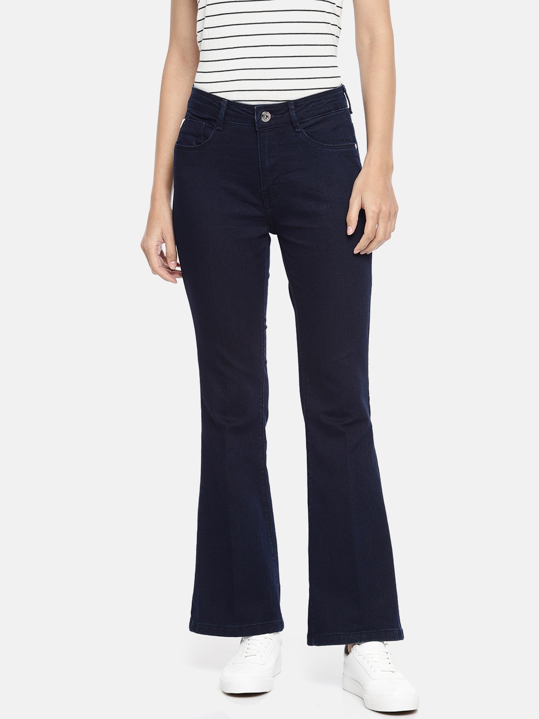 

ONLY Women Blue Bootcut High-Rise Clean Look Stretchable Jeans