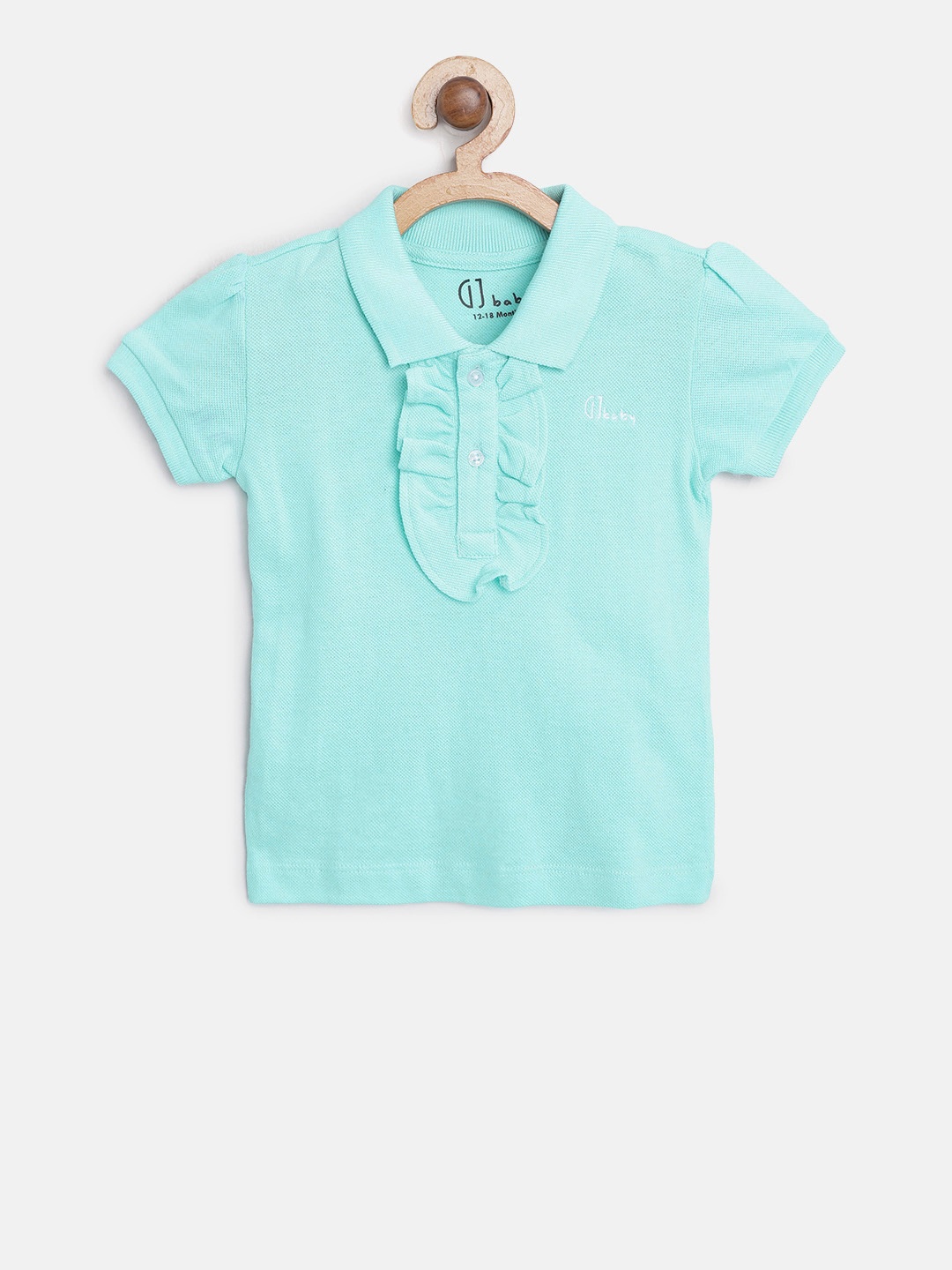 

Gini and Jony Girls Blue Solid Polo Collar Pure Cotton T-shirt