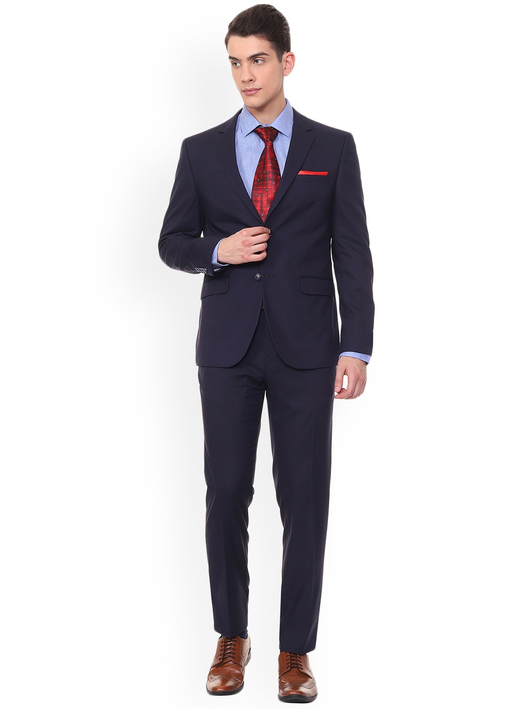 

Van Heusen Men Navy Blue Solid Slim-Fit Two Piece Suit