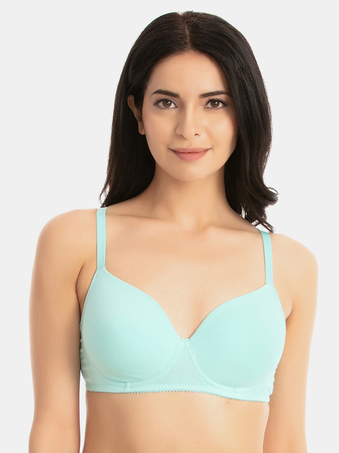 Zivame Turquoise Blue Solid Non-Wired Lightly Padded T-shirt Bra