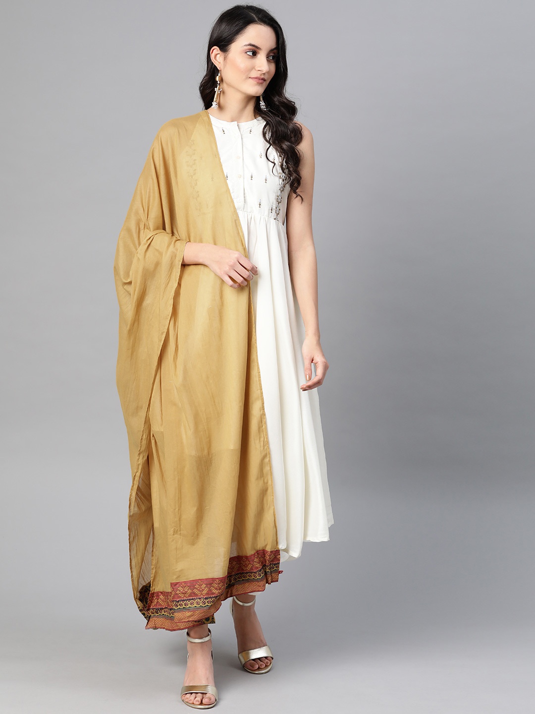 

Biba Mustard Brown Pure Cotton Solid Dupatta