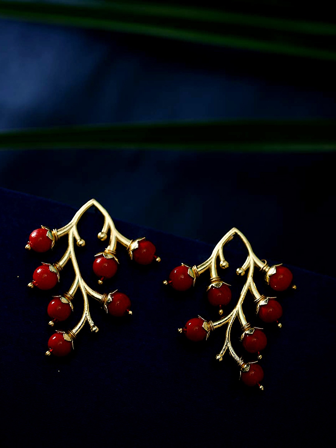 

Voylla Gold-Toned & Red Quirky Studs
