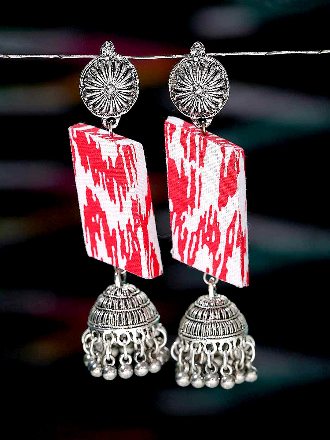 

Voylla Silver-Toned Dome Shaped Jhumkas