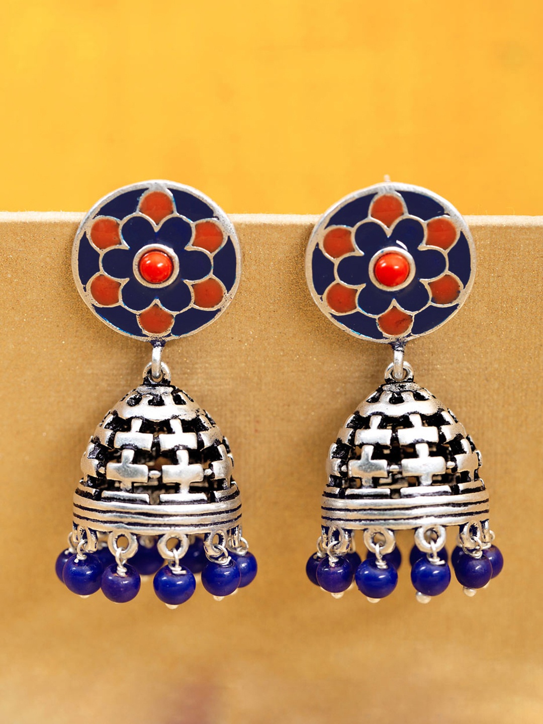 

Voylla Silver-Toned Dome Shaped Jhumkas
