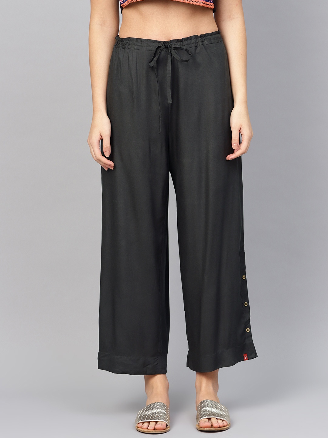 

Biba Women Black Solid Straight Palazzos