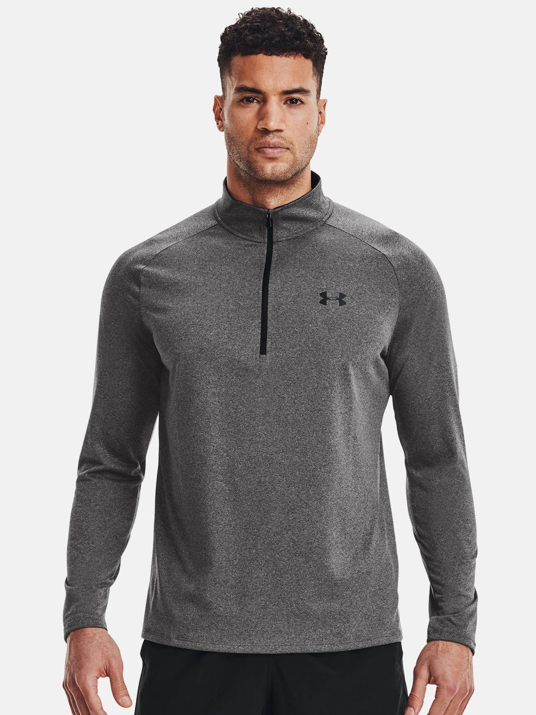 

UNDER ARMOUR Men Charcoal Grey Tech 2.0 1/2 Zip Solid T-shirt