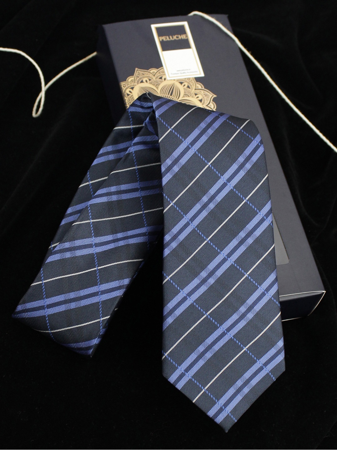 

PELUCHE Blue & Black Striped Broad Tie