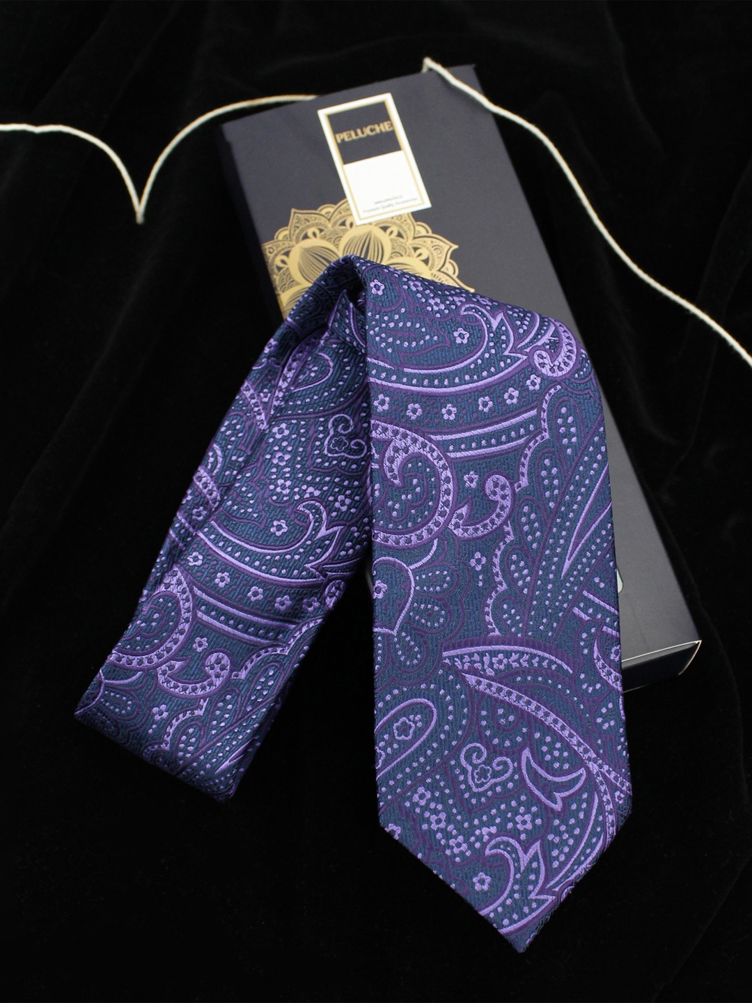 

PELUCHE Purple & Blue Printed Broad Tie
