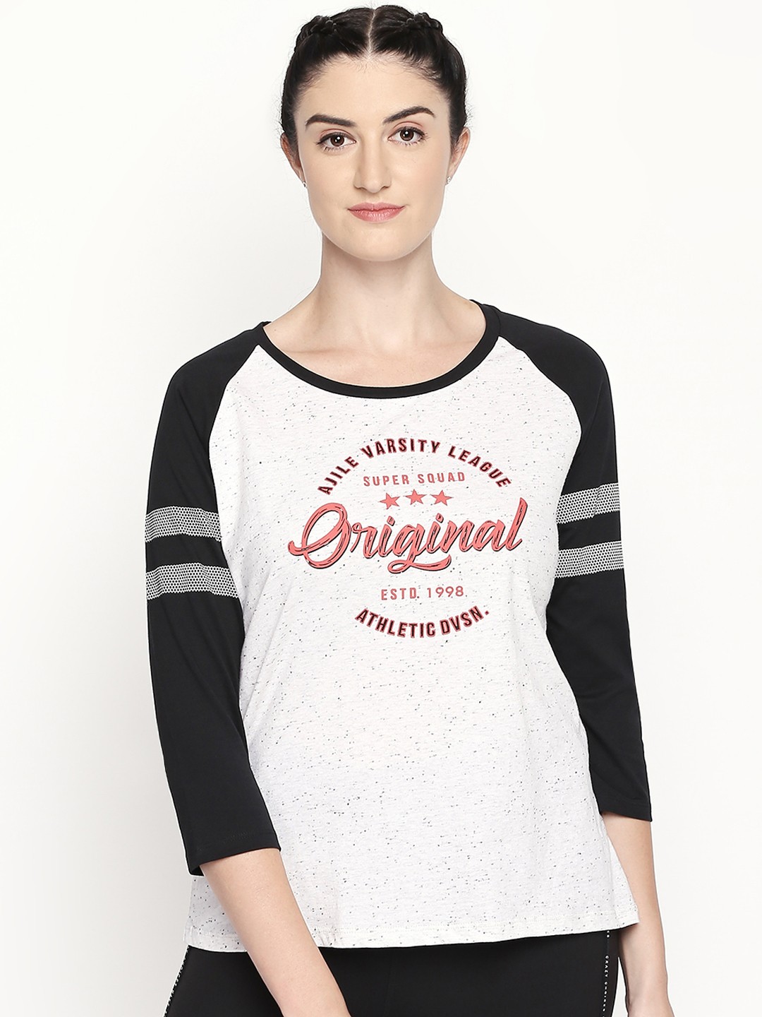 

Ajile by Pantaloons Women Grey Printed Round Neck Pure Cotton T-shirt
