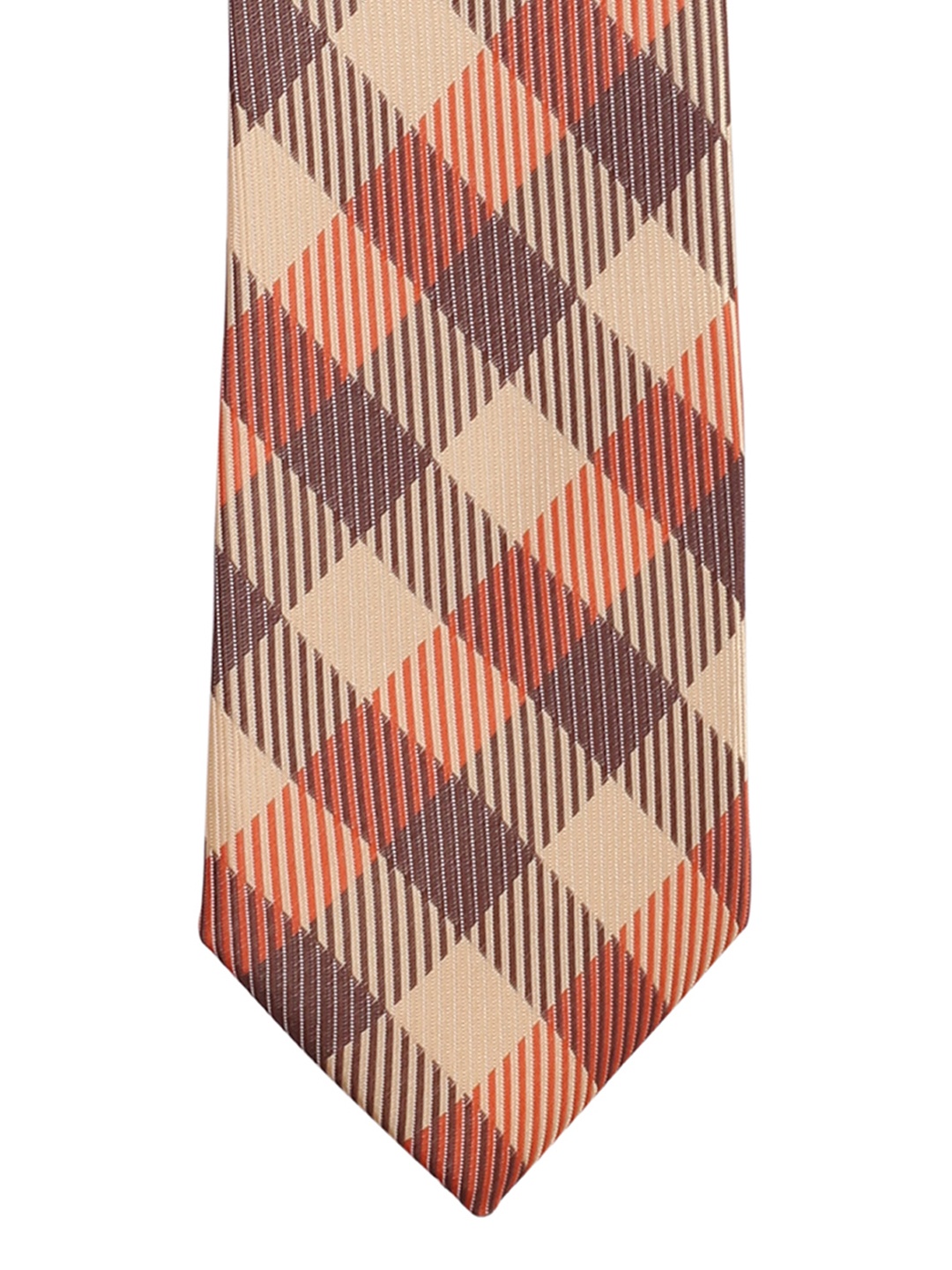 

PELUCHE Beige Checked Broad Tie