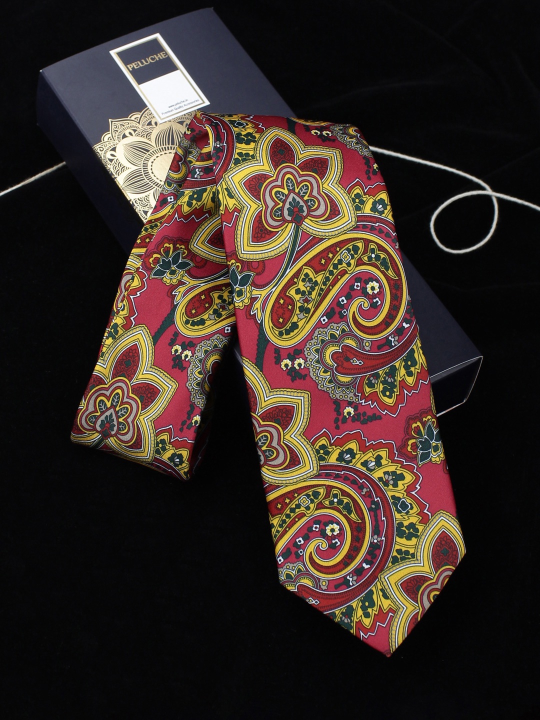 

PELUCHE Red & Multicoloured Printed Broad Tie