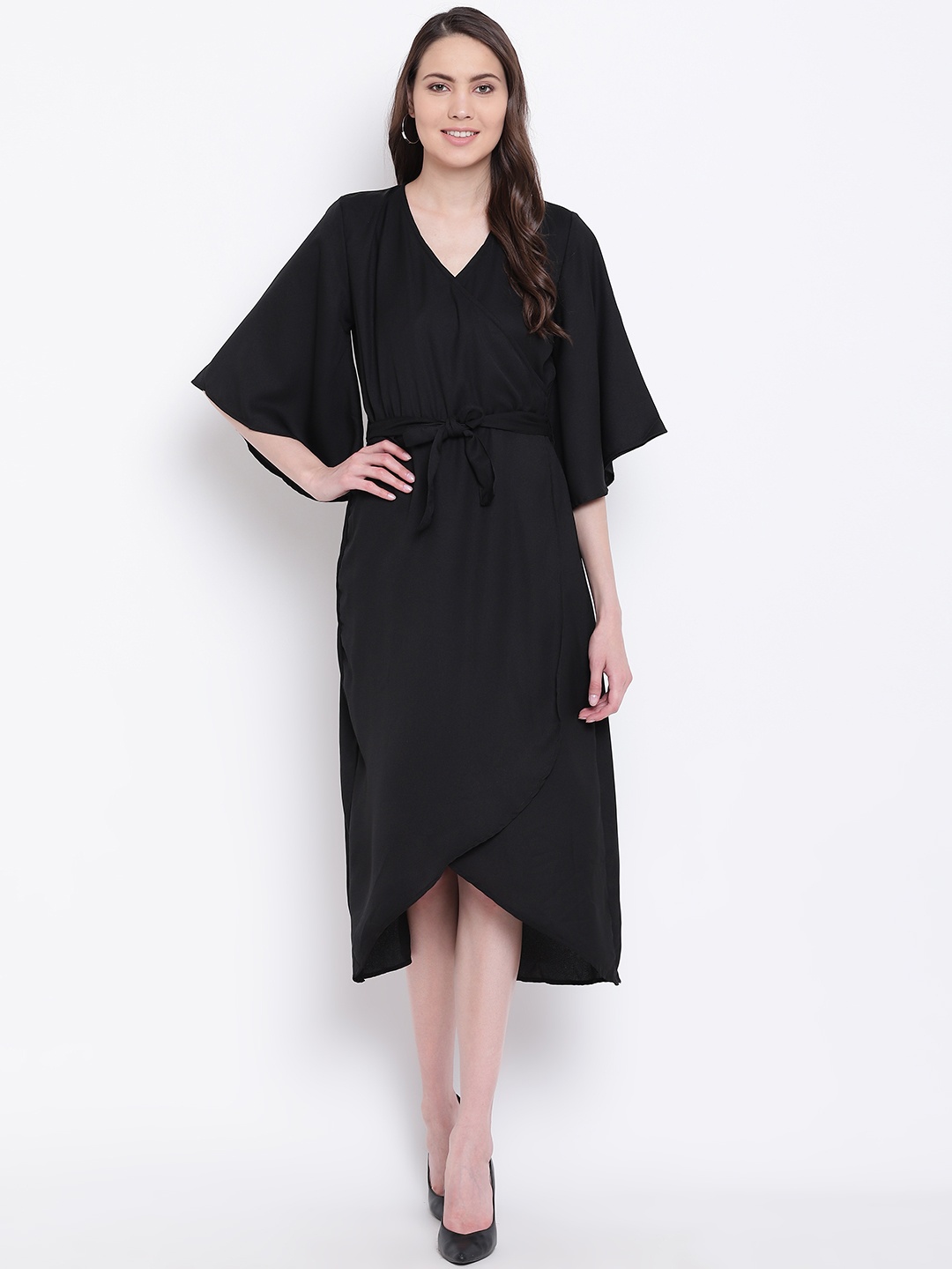 

Belle Fille Women Black Solid Wrap Dress